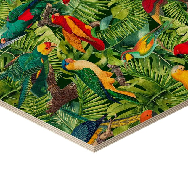 Cuadros decorativos Colorful Collage - Parrot In The Jungle