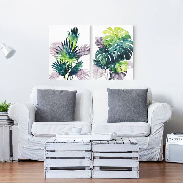 Cuadros de plantas Exotic Foliage - Fan Palm And Monstera Set I