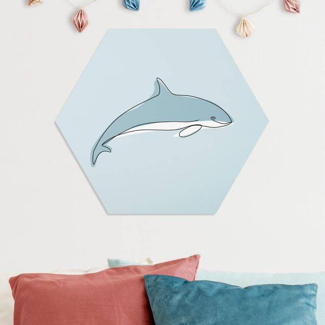 Decoración habitación infantil Dolphin Line Art