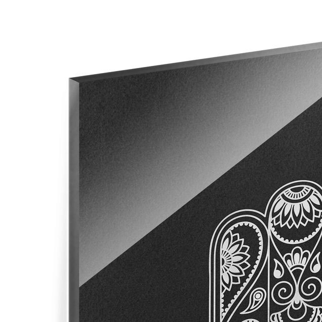 Tableros magnéticos de vidrio Hamsa Hand Illustration White Black