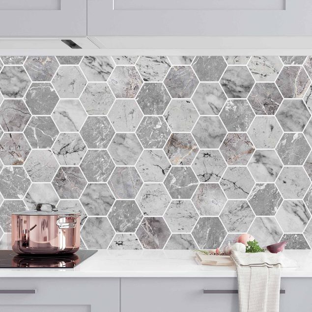 Decoración cocina Marble Hexagon Tiles - Grey