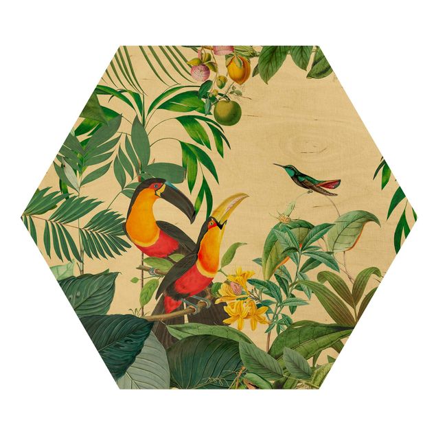 Cuadros flores Vintage Collage - Birds In The Jungle