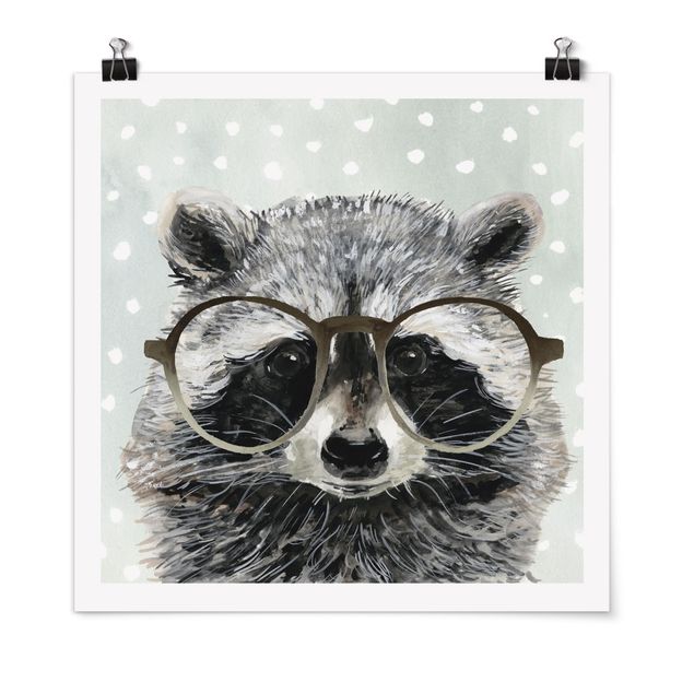 Póster animales Animals With Glasses - Raccoon