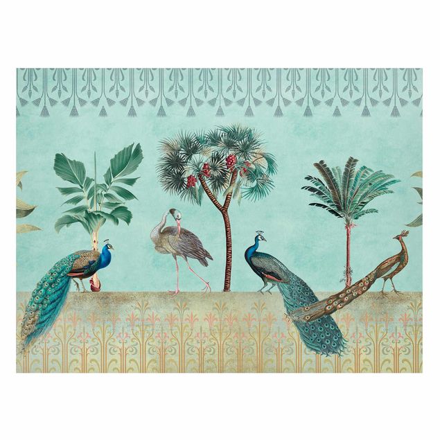 Tableros magnéticos flores Vintage Collage - Tropical Bird With Palm Trees