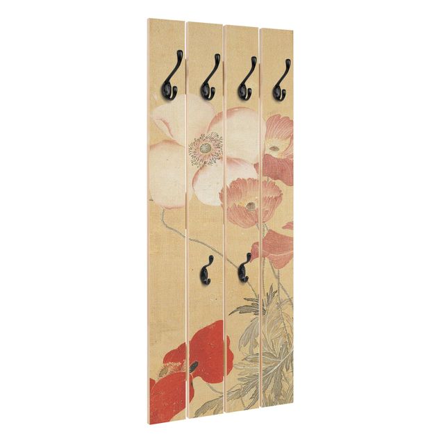 Percheros de pared efecto madera Yun Shouping - Poppy Flower