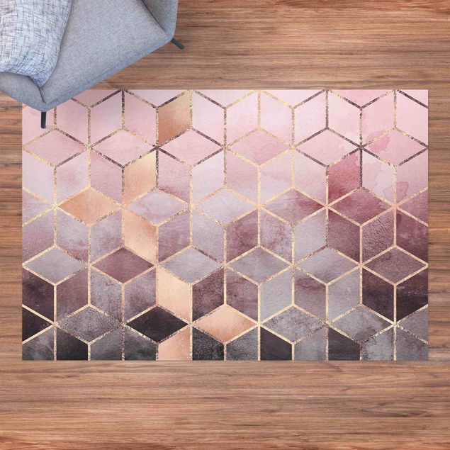 alfombra de terraza Pink Gray Golden Geometry