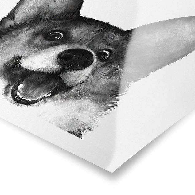 Cuadros a blanco y negro Illustration Dog Corgi Black And White Painting