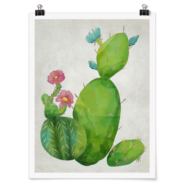 Cuadros de flores Cactus Family In Pink And Turquoise
