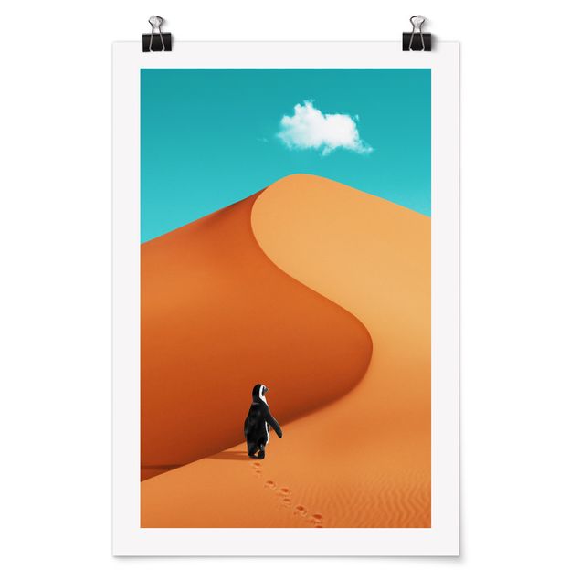 Póster paisaje Desert With Penguin