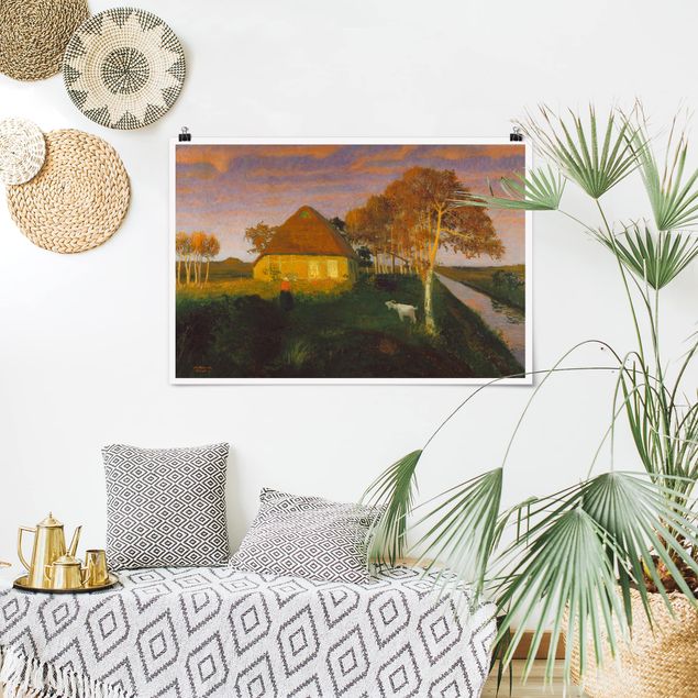 Reproducciones de cuadros Otto Modersohn - Moor Cottage in the Evening Sun