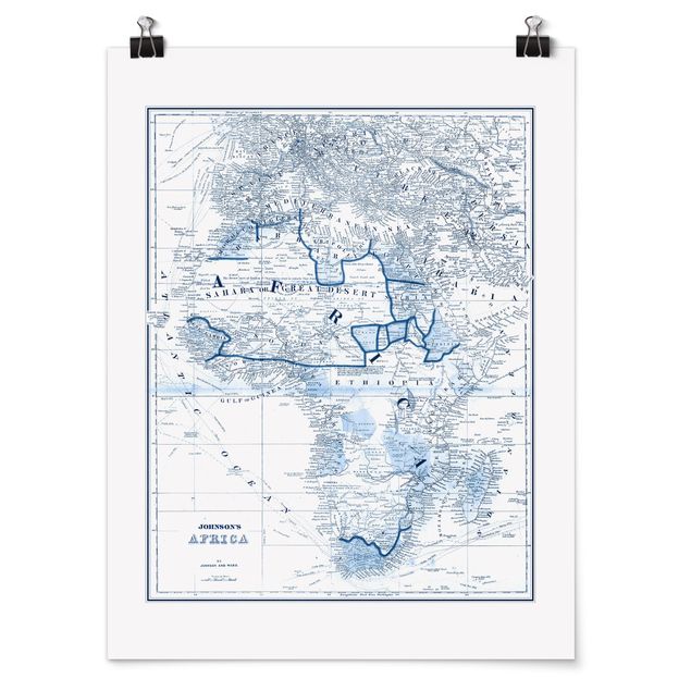 Cuadros de África Map In Blue Tones - Africa
