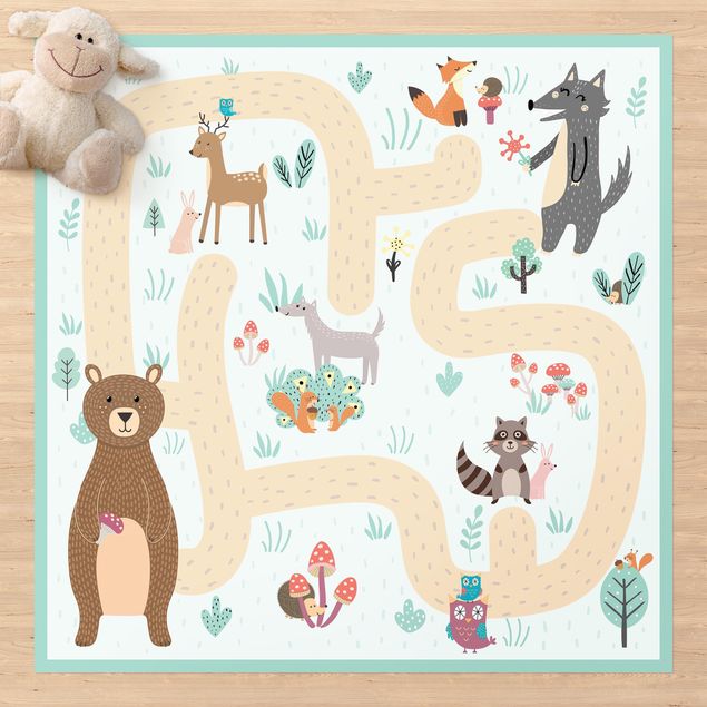 Alfombra exterior Playoom Mat Forest Animals - Friends On A Forest Path