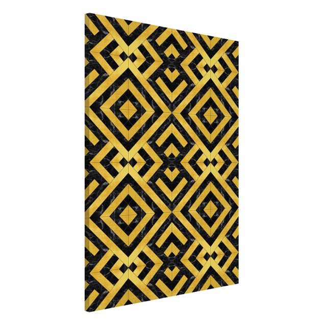 Decoración en la cocina Geometrical Tile Mix Art Deco Gold Black Marble