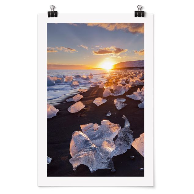 Cuadros con mar Chunks Of Ice On The Beach Iceland