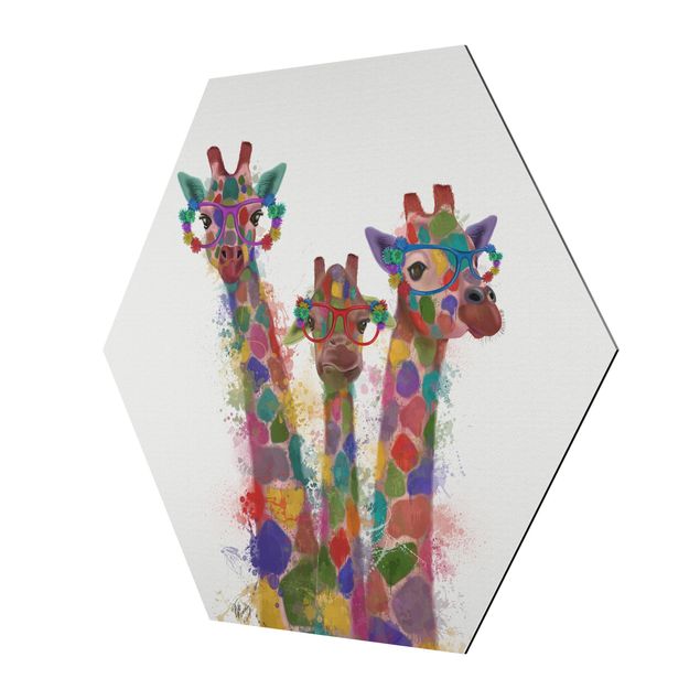 Cuadros Rainbow Splash Giraffe Trio