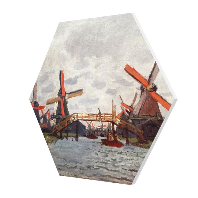 Láminas de cuadros famosos Claude Monet - Windmills in Westzijderveld near Zaandam