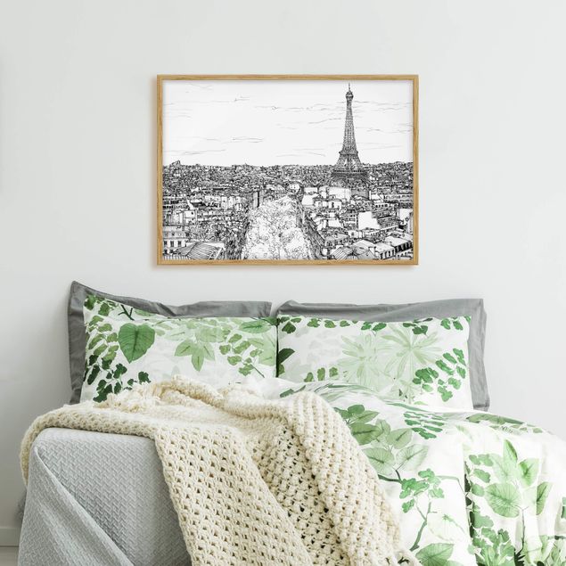 Pósters enmarcados en blanco y negro City Study - Paris