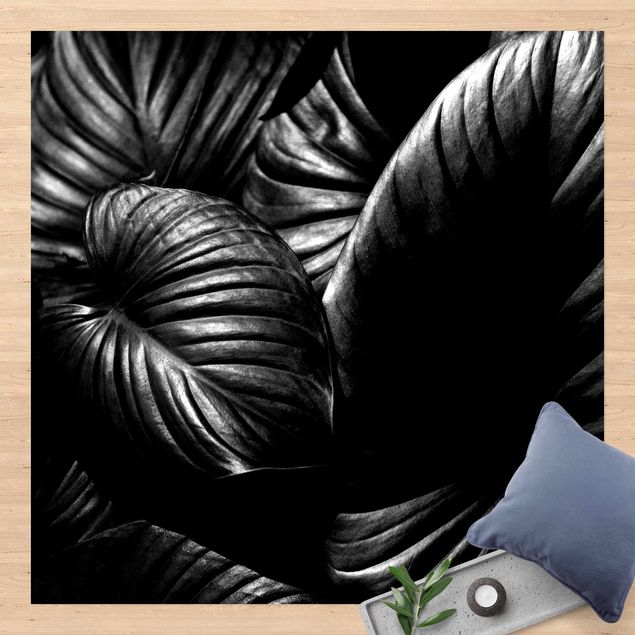 alfombra de terraza Black And White Botany Hosta