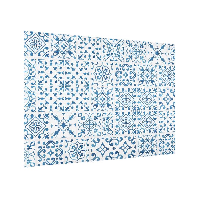 Paneles de vidrio para cocinas Tile pattern Blue White