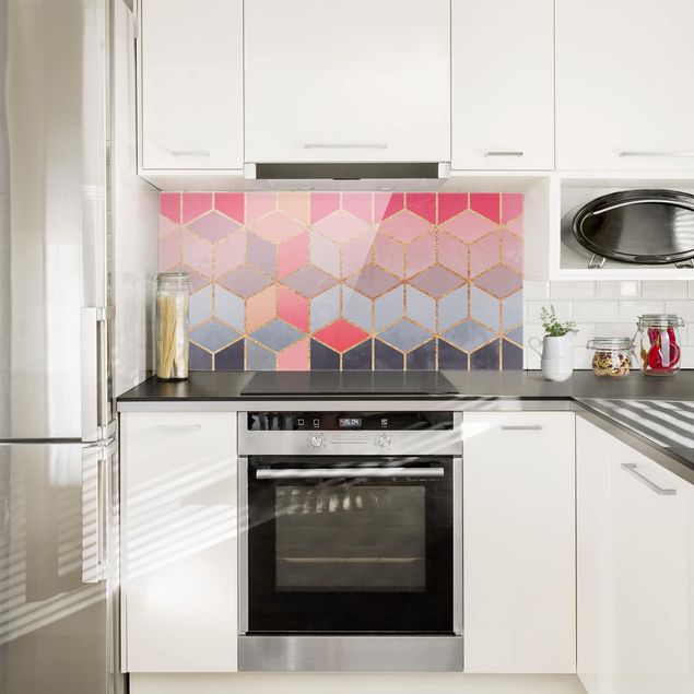 Panel antisalpicaduras cocina patrones Colorful Pastel Golden Geometry