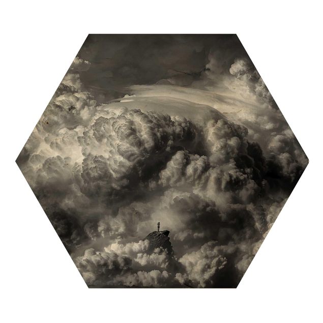 Hexagon Bild Holz - Ein Sturm zieht auf