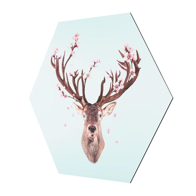 Cuadros turquesa Deer With Cherry Blossoms