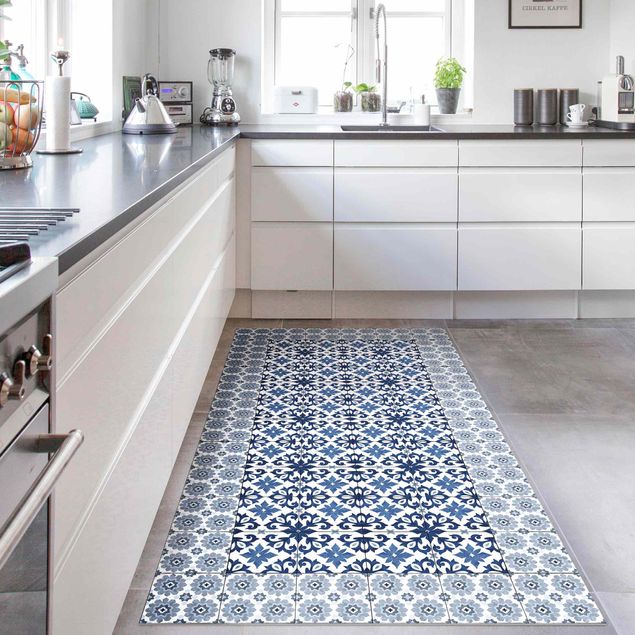 Decoración cocina Moroccan Tiles Floral Blueprint With Tile Frame