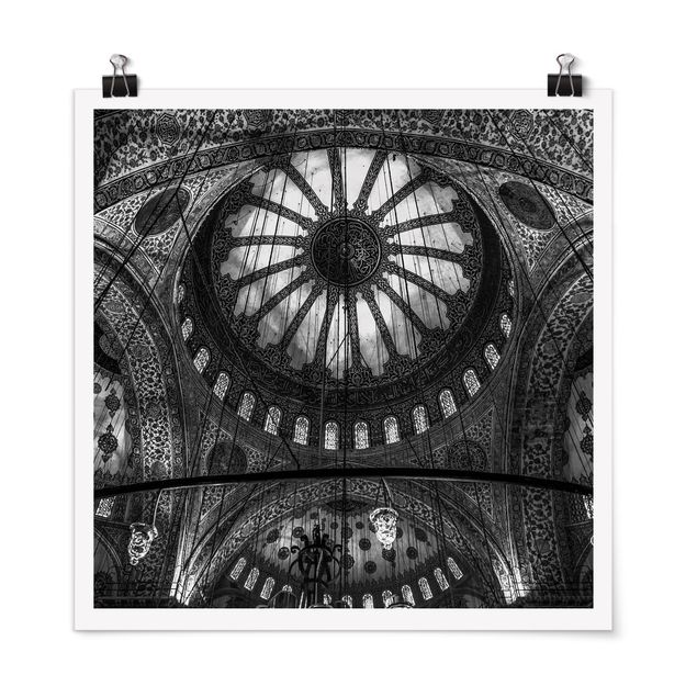Póster blanco y negro The Domes Of The Blue Mosque