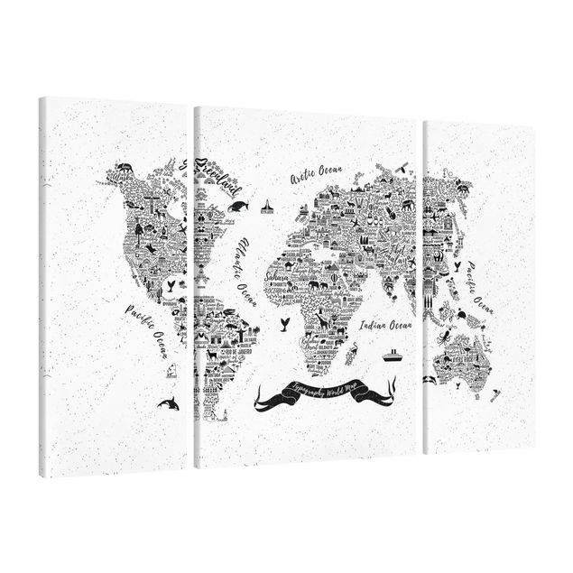 Cuadros arquitectura Typography World Map White