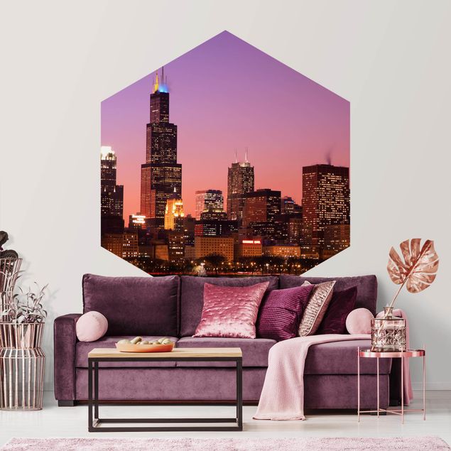 Papel pintado salón moderno Chicago Skyline
