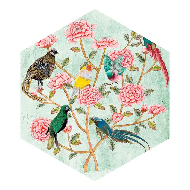 Papel pared vintage Chinoiserie Collage In Mint II