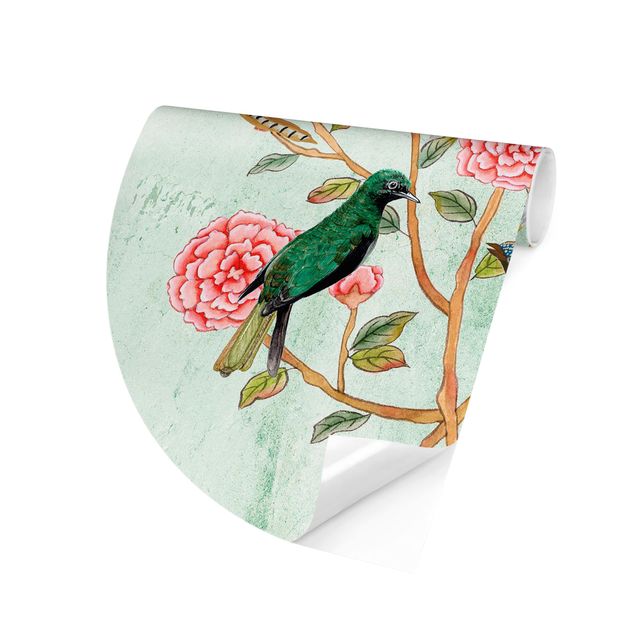 Papel pintado aves Chinoiserie Collage In Mint II