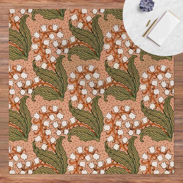 Alfombras modernas Chinoiserie Lilies Of The Valley With White Flowers