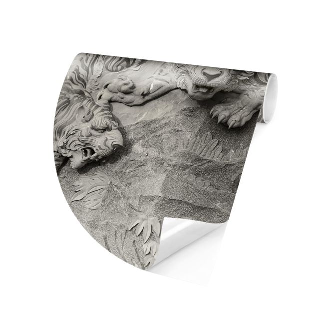 Papel 3d para pared Chinoiserie Tiger In Stone Look