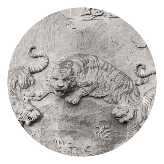Papel pintado estilo industrial Chinoiserie Tiger In Stone Look