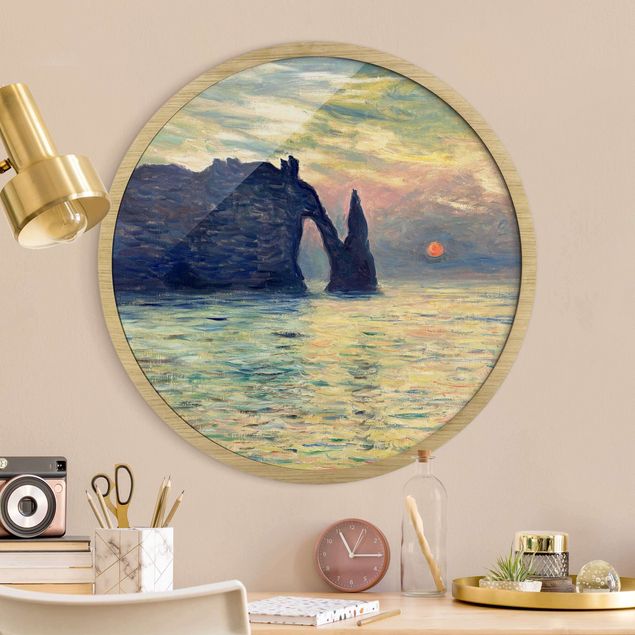 Pósters enmarcados de cuadros famosos Claude Monet - Rock Sunset