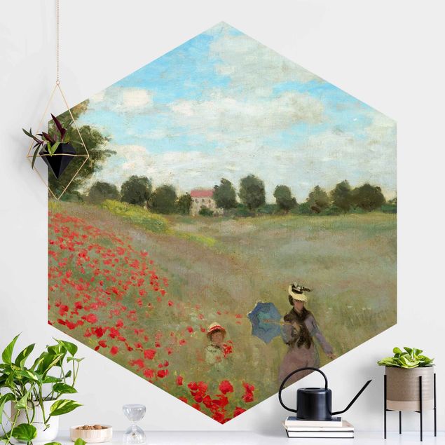 Papel pintado amapolas Claude Monet - Poppy Field At Argenteuil