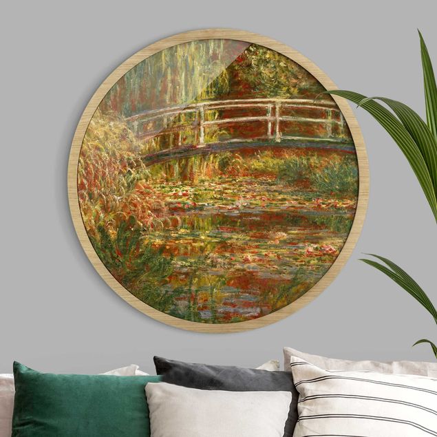 Pósters enmarcados de cuadros famosos Claude Monet - Waterlily Pond And Japanese Bridge (Harmony In Pink)