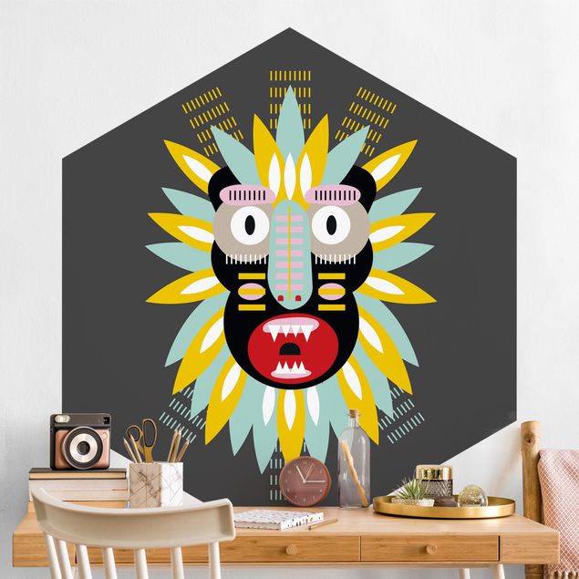 Decoración infantil pared Collage Ethnic Mask - King Kong