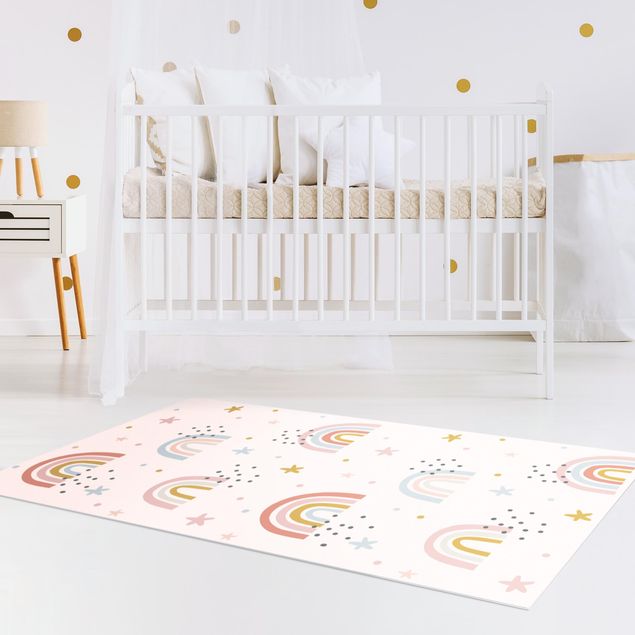 Decoración infantil pared Rainbow World With Stars And Dots