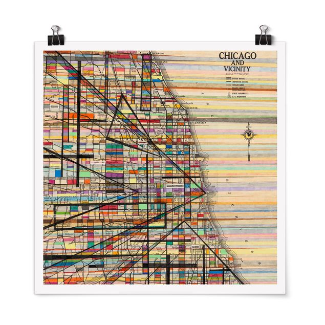 Cuadro mapa del mundo Modern Map Of Chicago