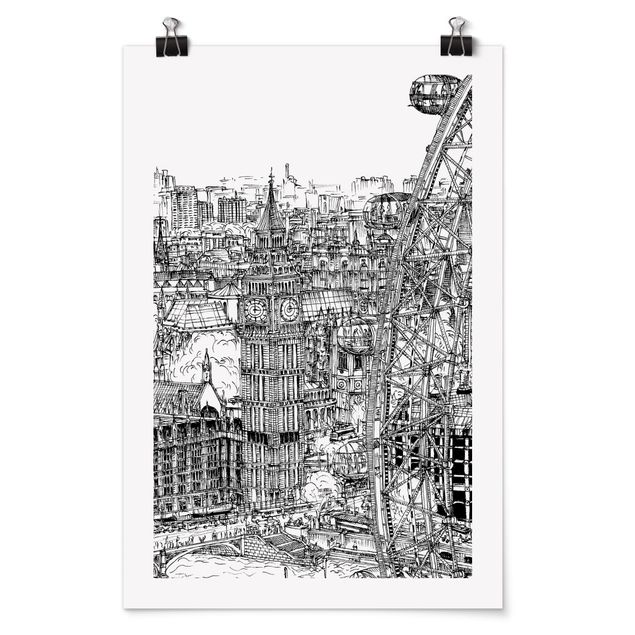 Láminas blanco y negro para enmarcar City Study - London Eye