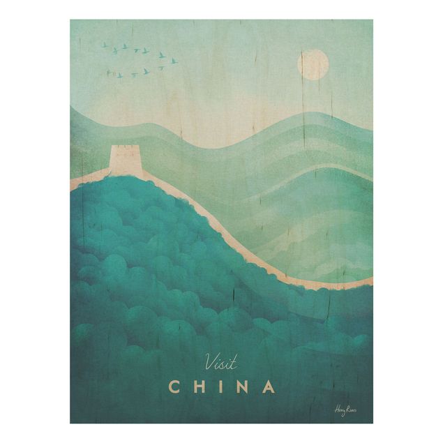 cuadro vintage madera Travel Poster - China