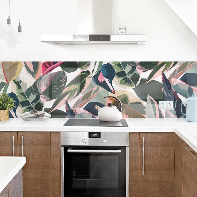 revestimiento pared cocina Pink Tropical Pattern XXL