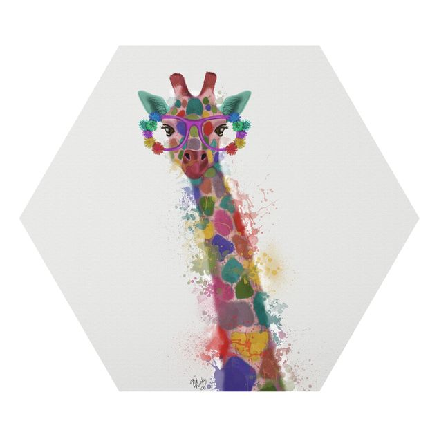 Cuadros multicolor Rainbow Splash Giraffe