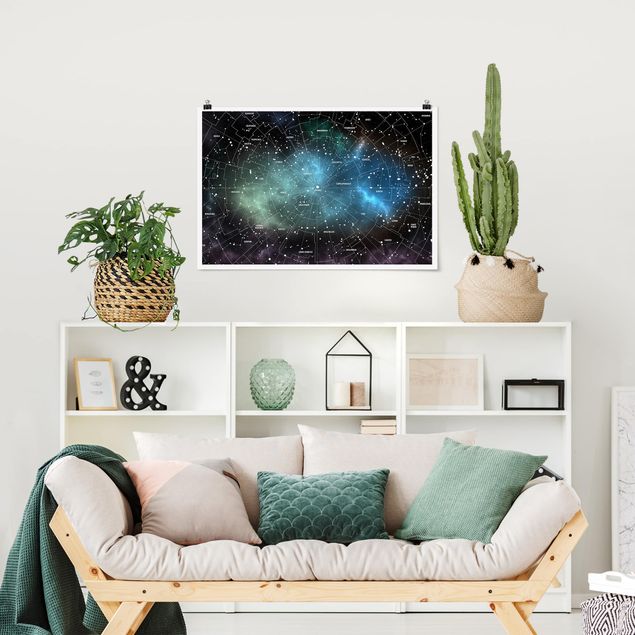 Póster mapamundi Stellar Constellation Map Galactic Nebula