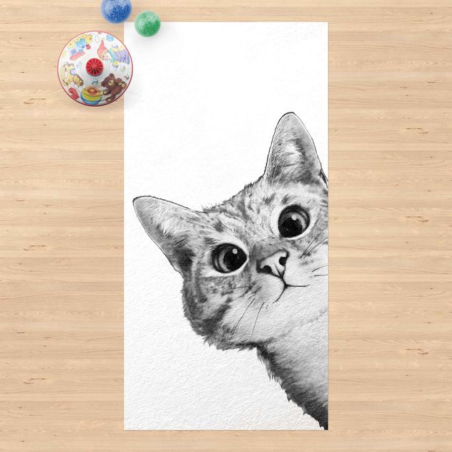 Alfombra exterior Illustration Cat Drawing Black And White