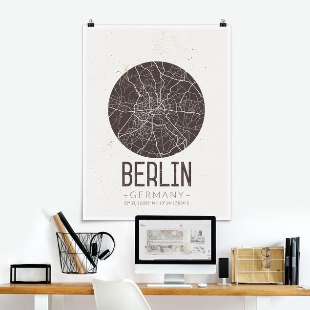 Cuadros de Berlín City Map Berlin - Retro