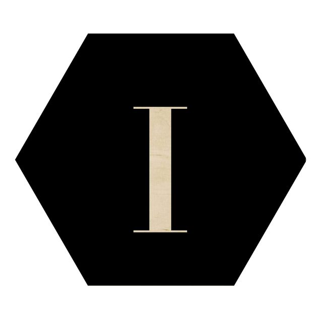 Hexagon Bild Holz - Buchstabe Serif Schwarz I