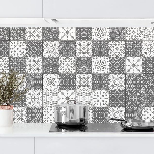 Decoración de cocinas Tile Pattern Mix Gray White